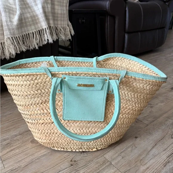 Jacquemus le Petit Panier Soleil Straw and suede Tote